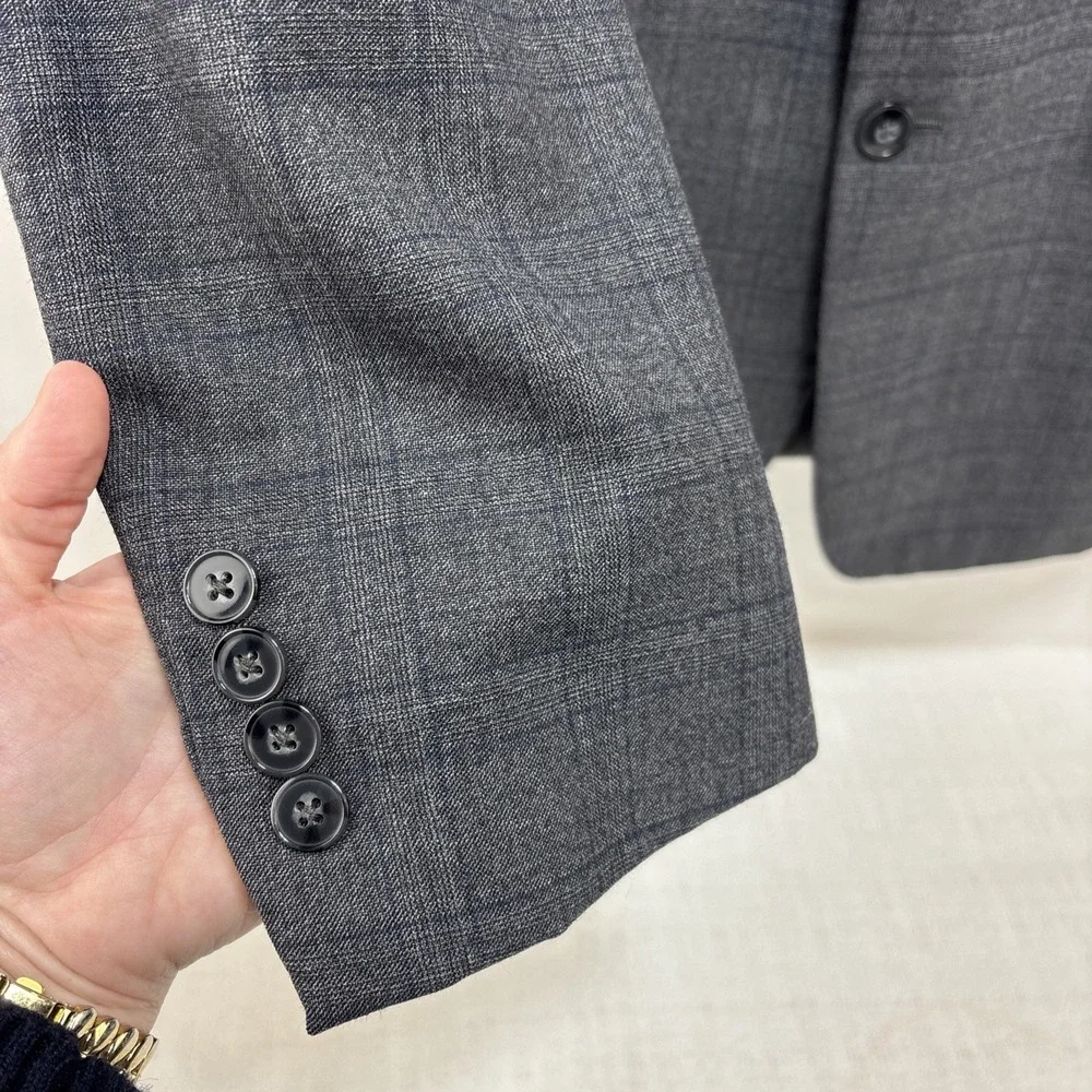 Calvin Klein Mens Extreme Slim‎ Fit Gray Plaid Vest And Blazer Jacket Size 42S